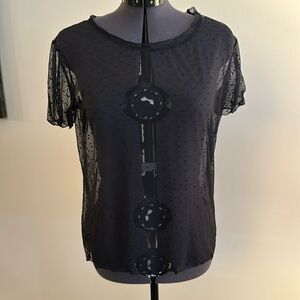 VS Sheer Lace Short Sleeve Blouse